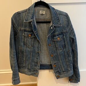 J. Crew Blue Denim Jacket with Brown Accents